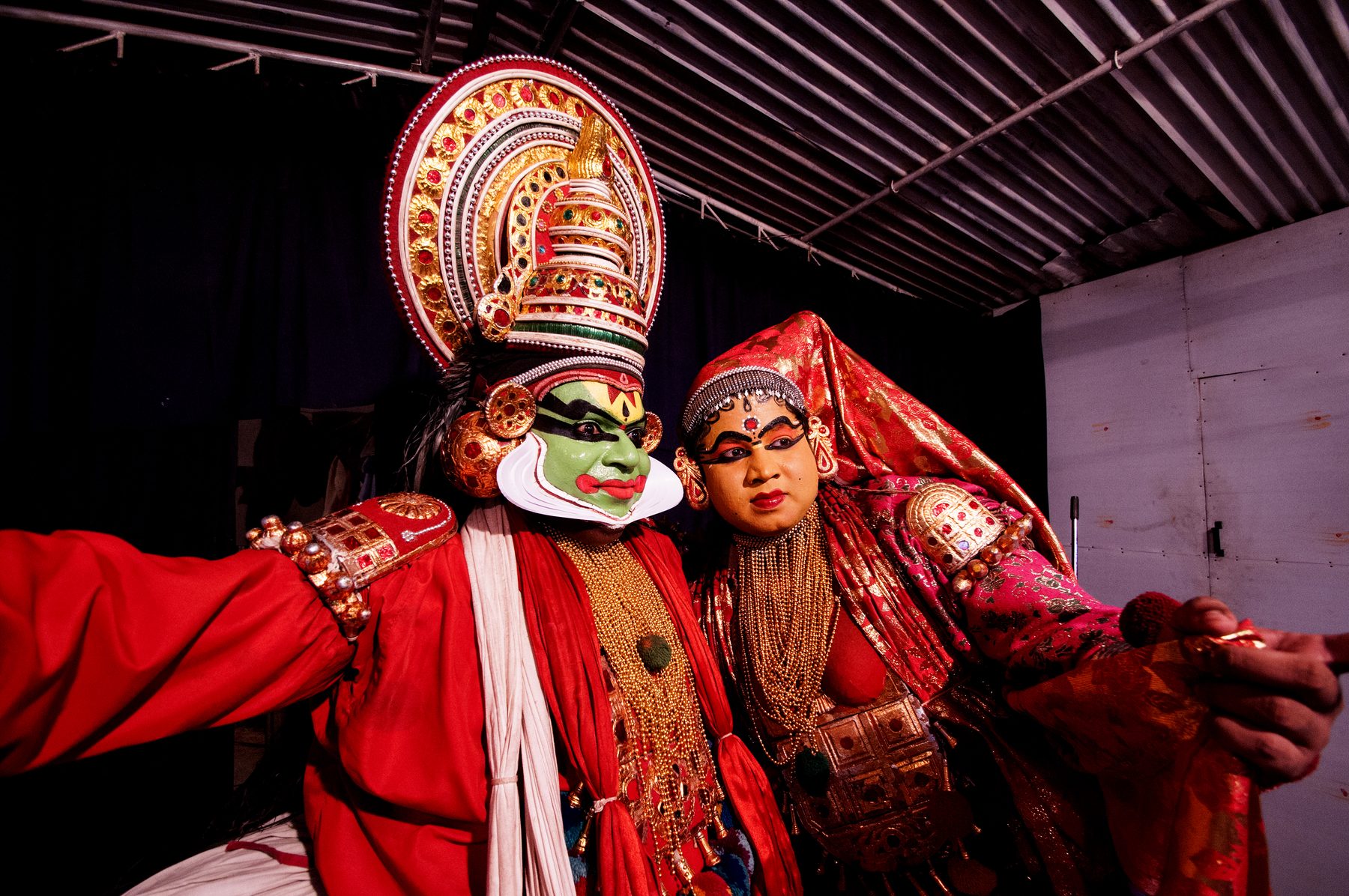 Kathakali performer in traditional costume, Kerala